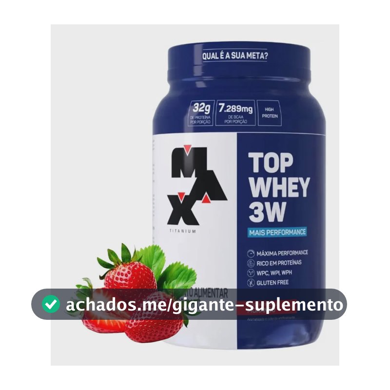 Whey Isolado Hidrolisado Concentrado Top Whey 3 W 900g Sabor Morango
