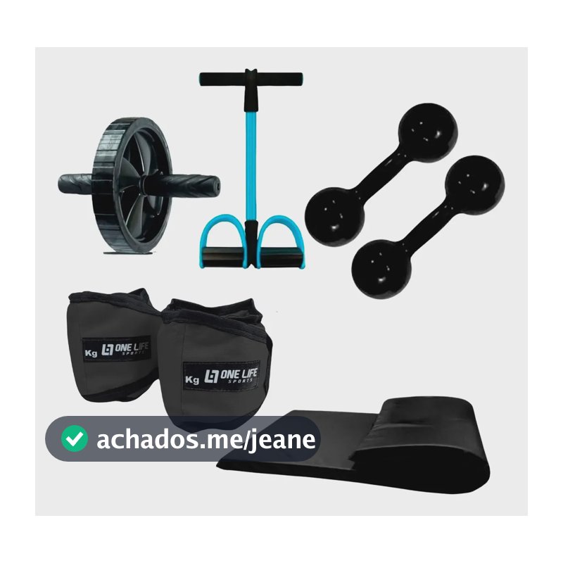 Kit  - Extensor + Colchonete + Halter 1 Kg + Caneleira 3kg Preto