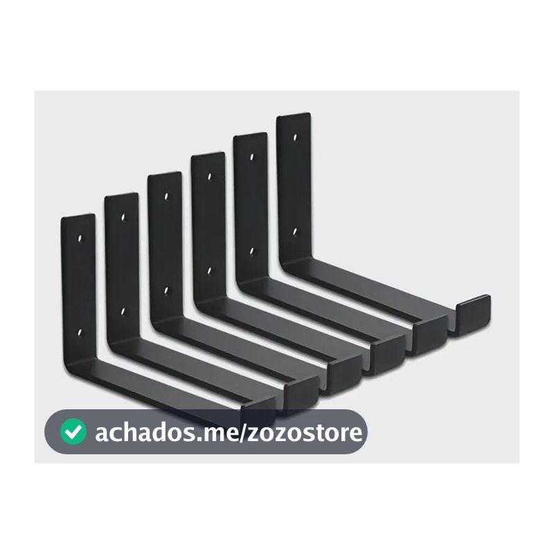 Kit 6 Mão Francesa Invertida Monte Alegre Decor 30cm Ferro Preto