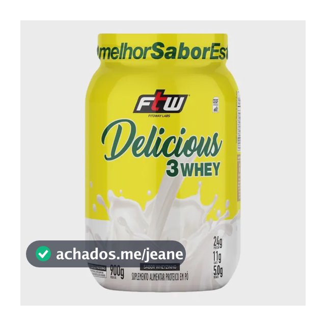 Delicious 3 Whey Proteína Hidrolisada Concentrada E Isolada Pote 900g Sabor Wheyzinho - FTW