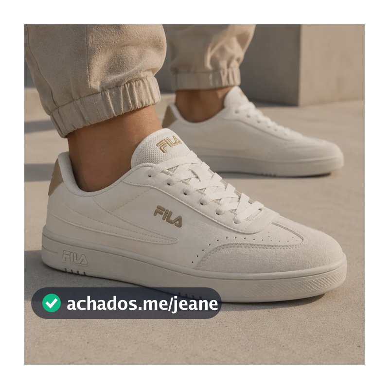 Tênis Fila Court 80 Masculino Casual Confortavel Original Bege/bege 41 Br