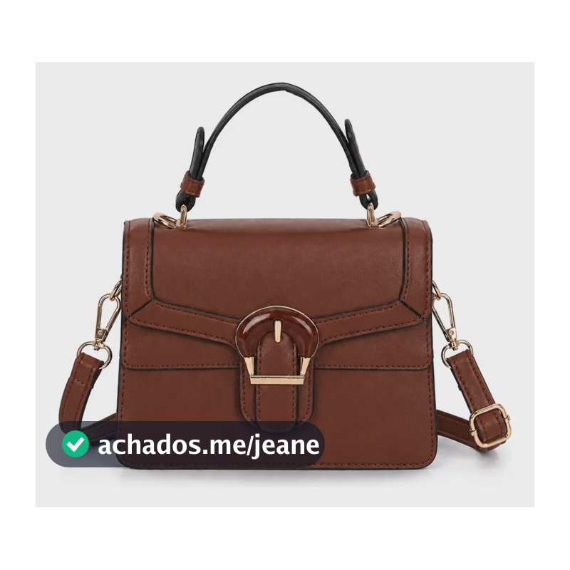 Bolsa Feminina Transversal Pequena Com Alça De Mao Tiracolo Marrom-escuro