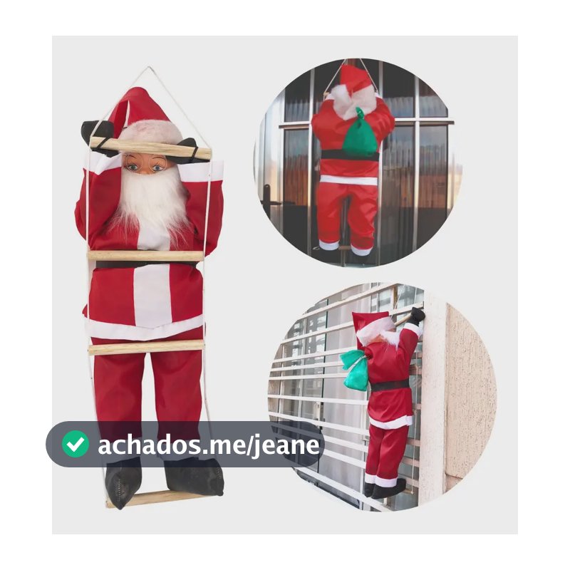 Papai Noel Subindo Escada 90cm Grande Natalino