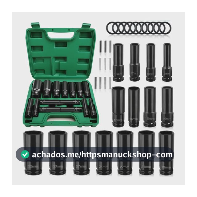 15pcs Jogo De Soquetes E Chaves 1/2 8-32mm - Kit Ferramentas Preto