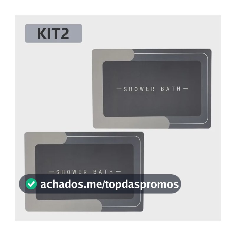 Kit2 Tapetes Para Banheiro Tapete Mágico Ultra  Para Absorçã Cinza-escuro Tapetes Para Banheiro
