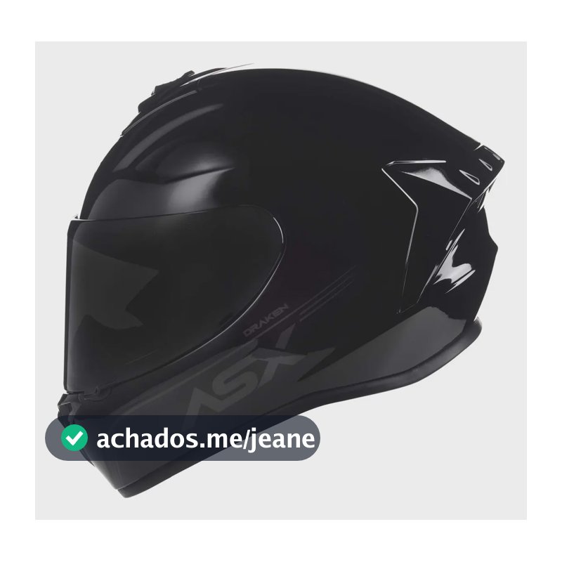 Capacete Asx Draken Solid Preto Brilhante M 58