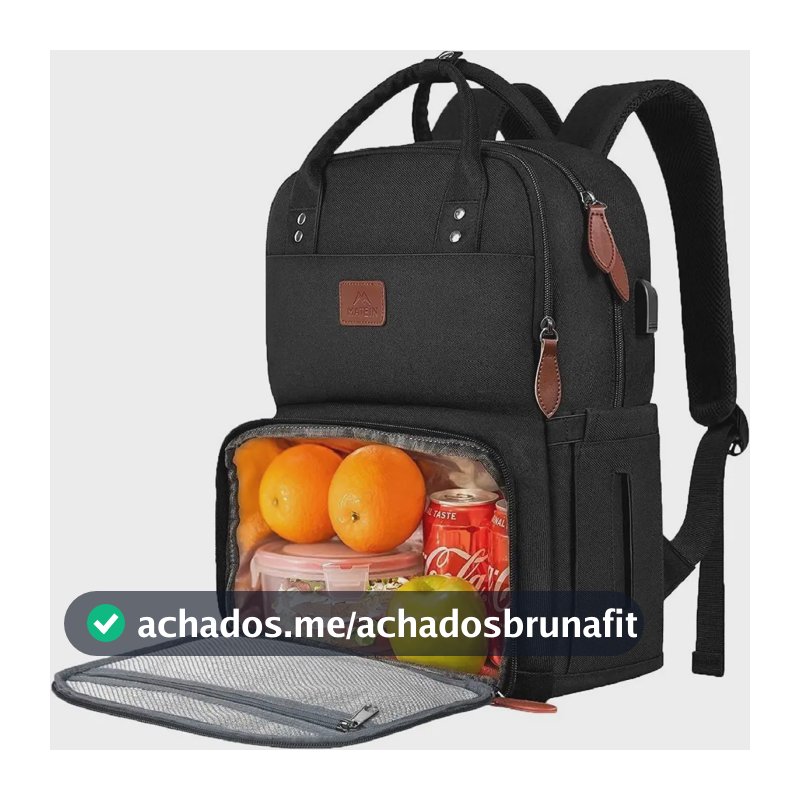 Mochila Térmica Com Bolsa Térmica Para Almoço, Mochila De Trabalho Feminina, Mochila Para Notebook De 15,6 Polegadas Com Porta Usb Para Faculdade Praia Acampamento Piqueniques, Matein 1162 Cor Preta