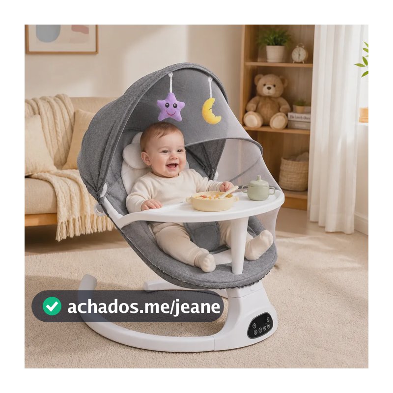 Cadeira de Balanço Elétrica Musical Flybb Para Bebê Com Mosquiteiro e Controle Remoto