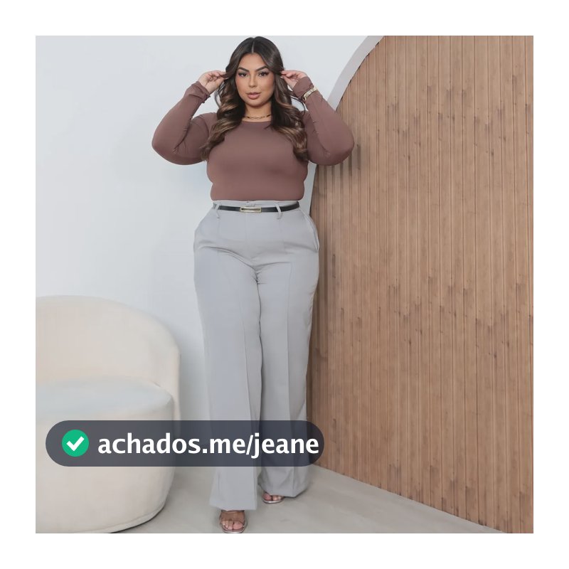 Calça Social Plus Size Pantalona De Alfaiataria Com Cinto Cinza Liso G2 (50-52)