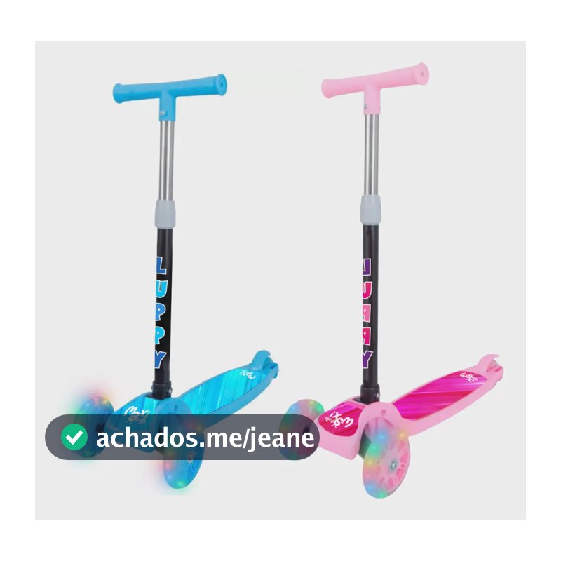 Patinete Infantil Dobrável 3 Rodas Led Luppy Maxi Toys Azul-celeste