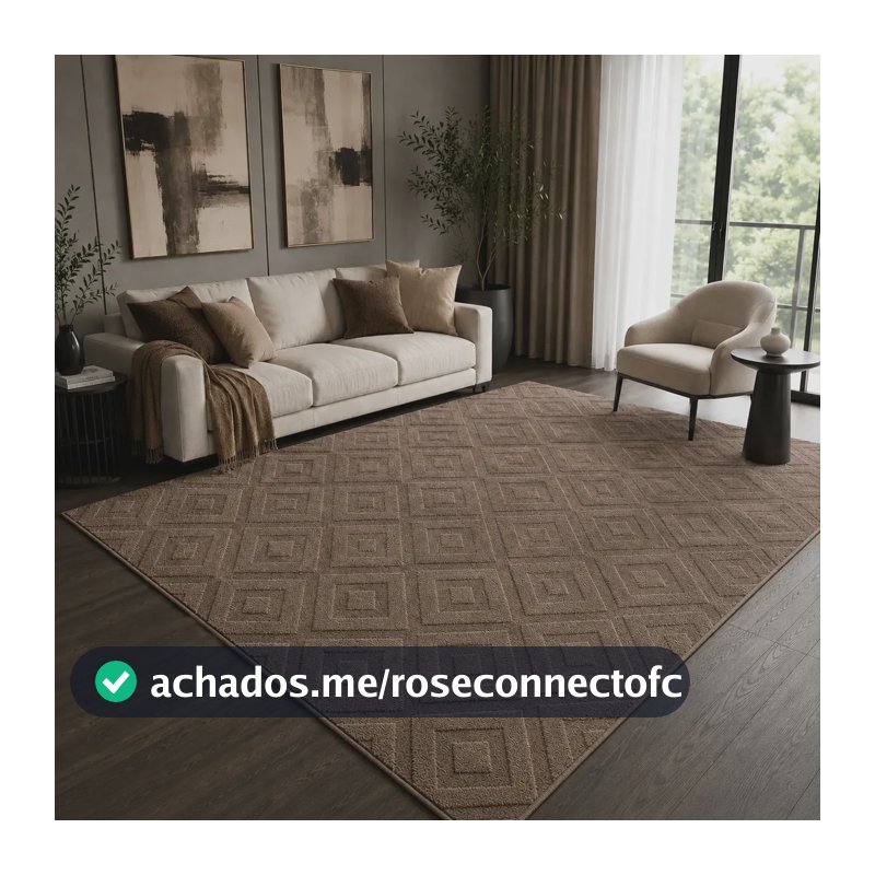 Tapete Sala 2,0x1,5m Geométrico Marrom Alto Relevo Premium 2 M 1.5 M Marrom-claro