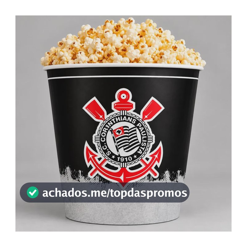Balde Para Pipoca Do Corinthians Timão Decoração Original Preto