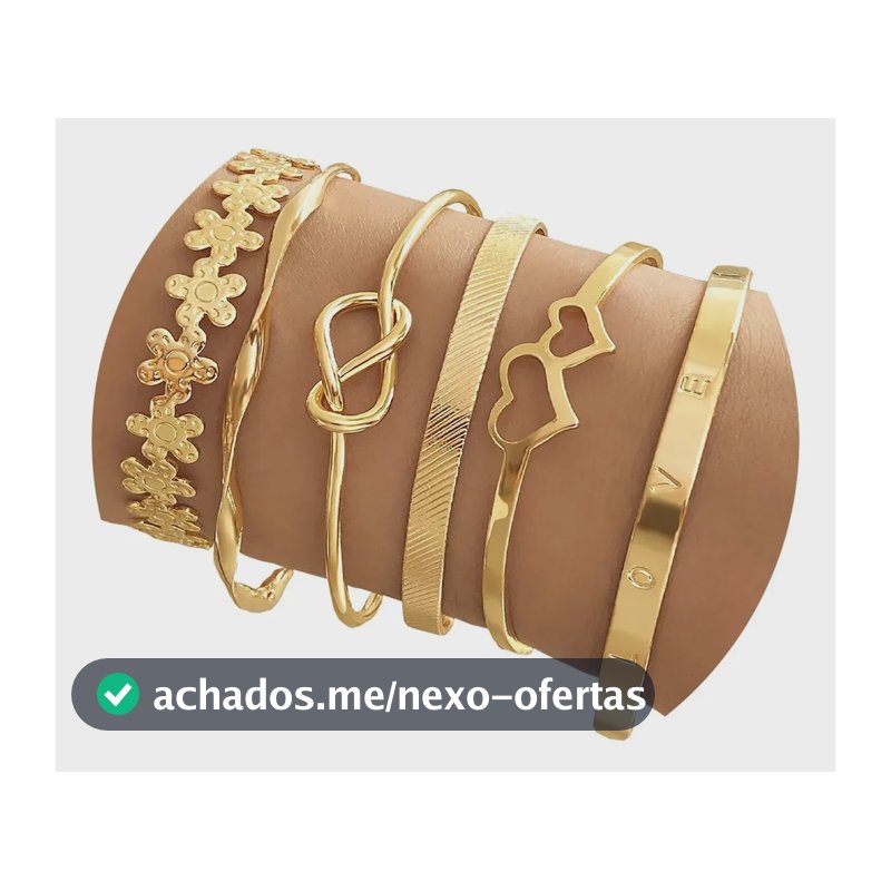 Conjunto De 6 Pulseiras Femininas Banhadas A Ouro 18k Luxo Dourado