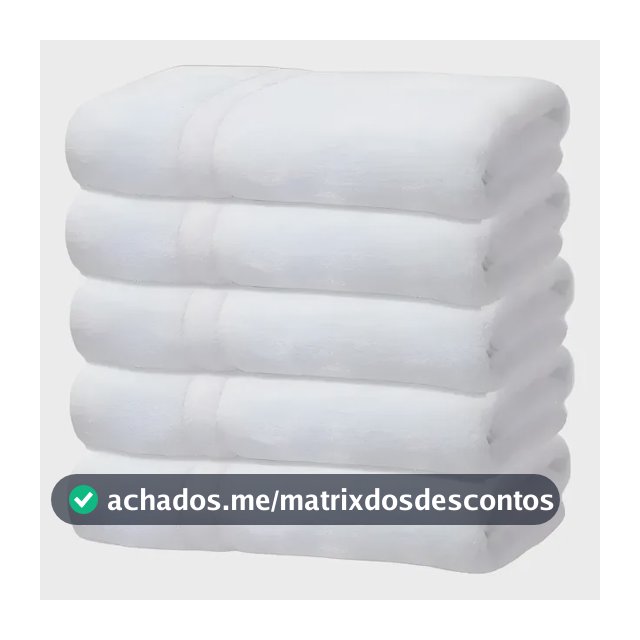 Kit 5 Toalhas Banho Gigante Grossa Hotel Luxo 75x150cm 480g Branco Hotel