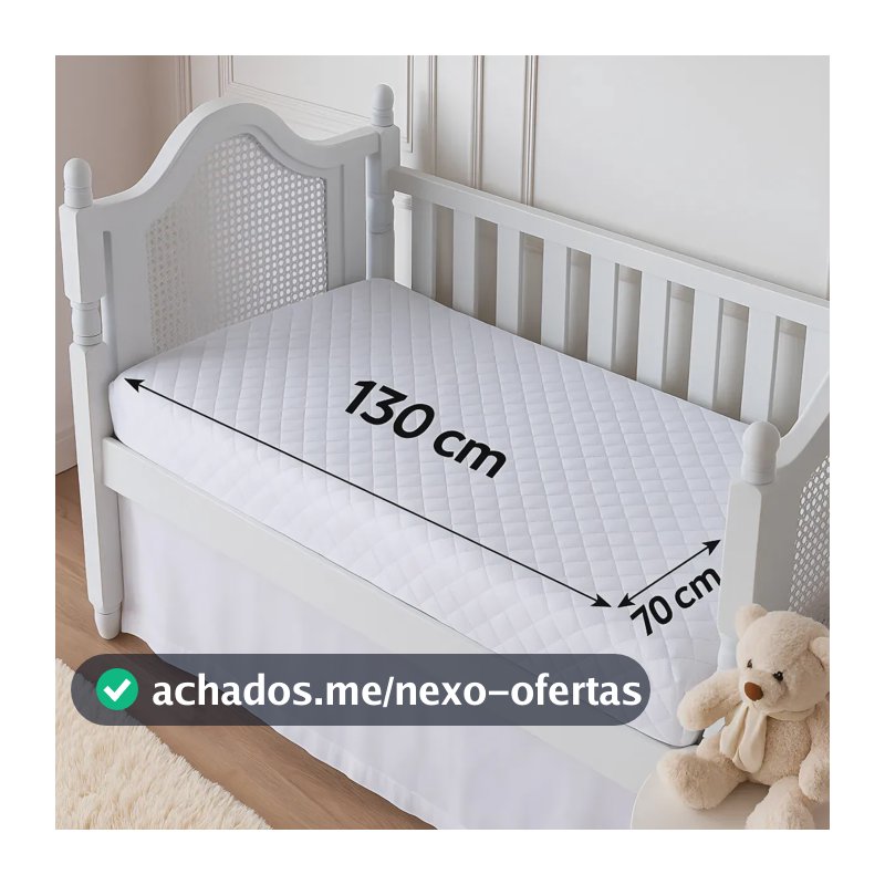 Protetor De Colchão Impermeável Berço Americano Quadriculado Branco