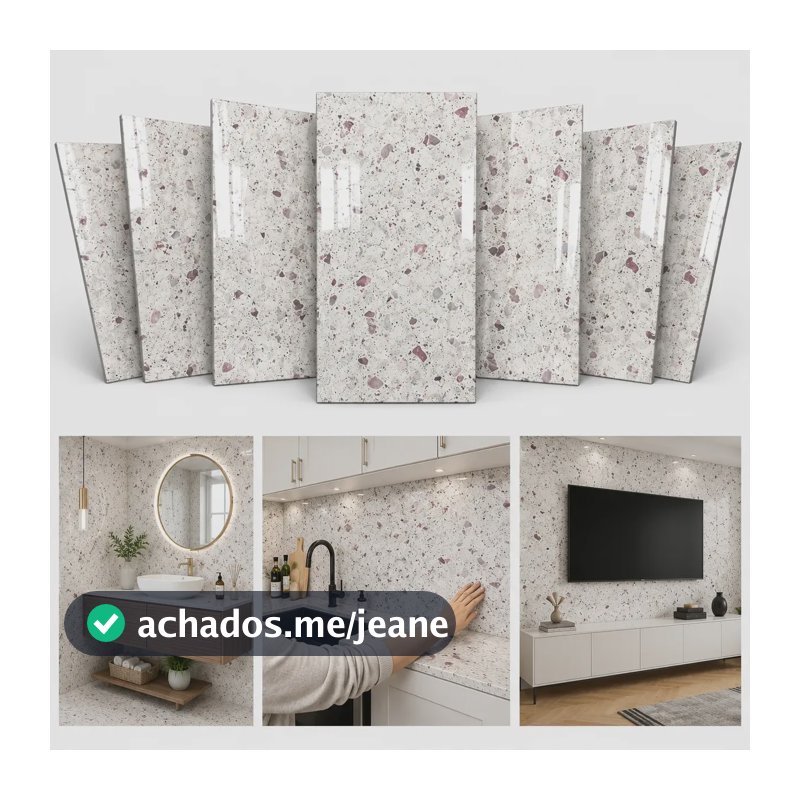 Kit 20 Placas Adesivas Mármore 3d Revestimento Pode Molhar Mármore Terrazzo