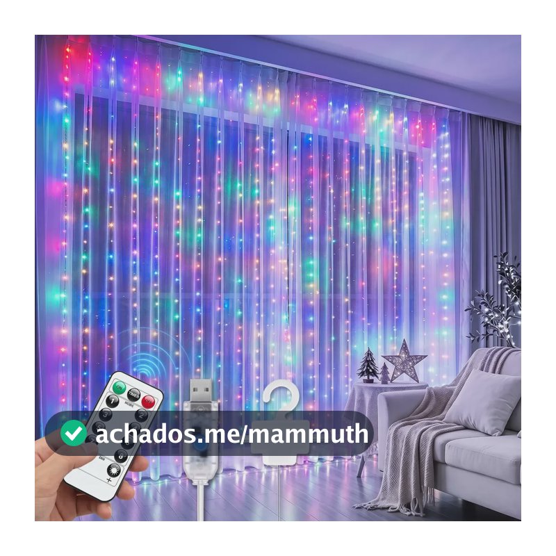 Luz De Cortina 300 Leds 3x3 M Pisca Pisca Decoração De Natal Colorido 110220 V