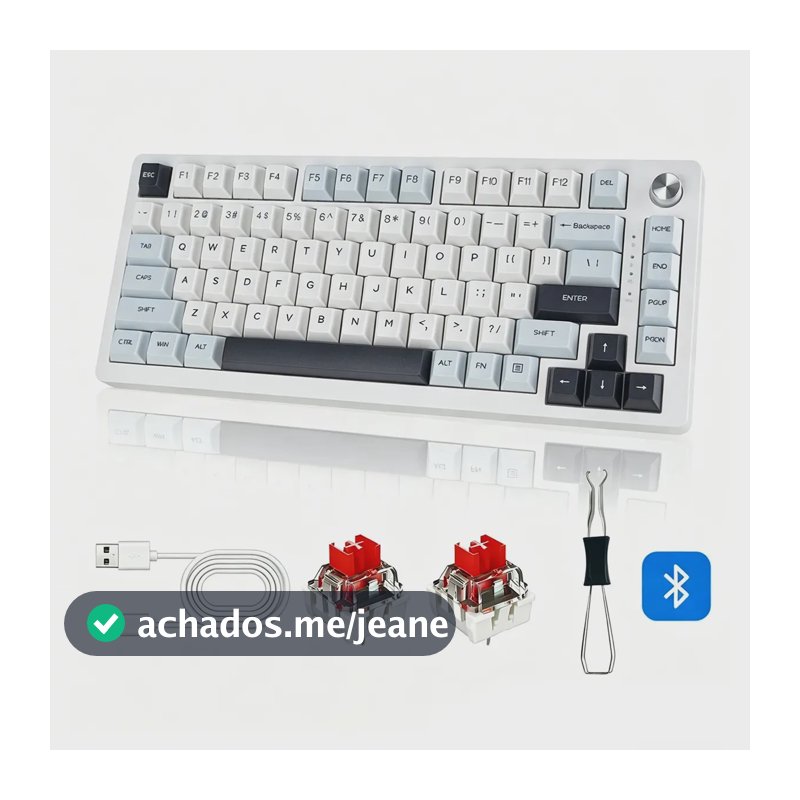 Teclado Gamer Mk32 75% 2.4ghz/usb-c/bt5.0, Inglês Us Branco