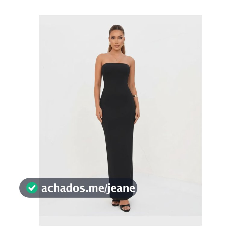 Vestido Longo Colado Tomara Que Caia Tubinho Elegante Sexy Preto Liso P-36 O 38