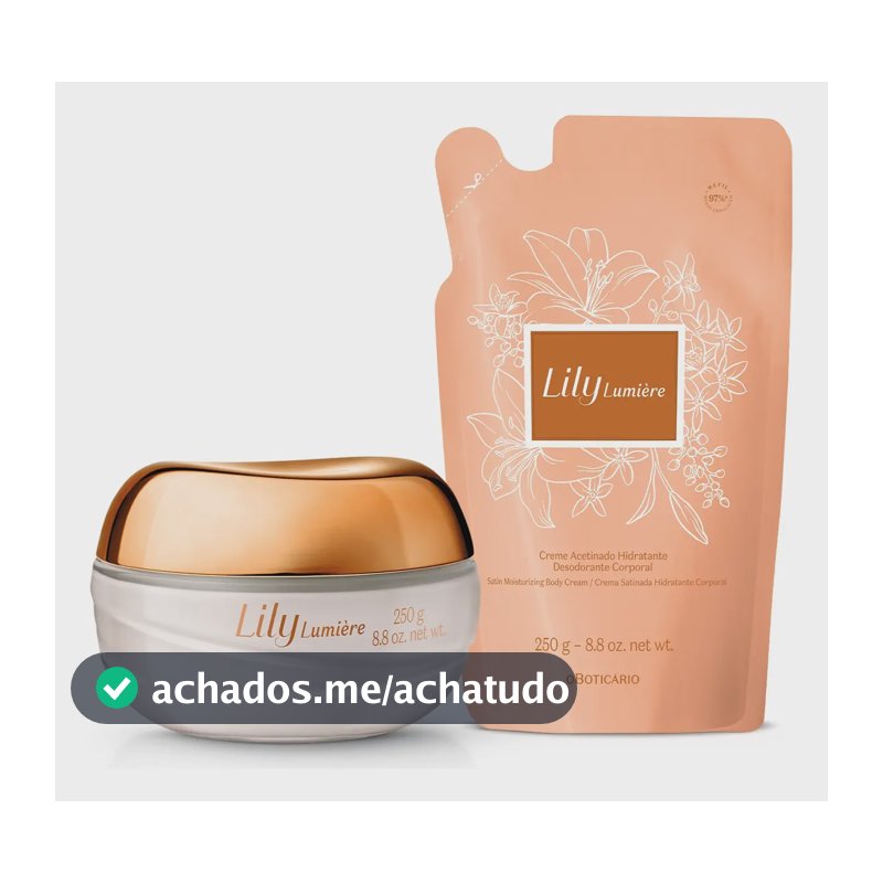 Kit Lily Lumière: Creme Hidratante Corporal 250g+ Refil 250g
