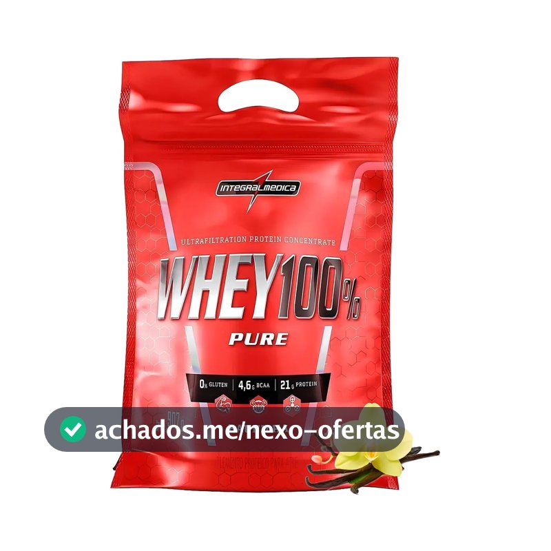 Whey Protein 100% Pure Integral Médica 907g Refil - Sabor Baunilha