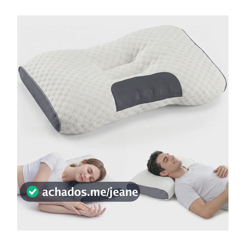 Almofada Pescoço Ergonômica Massagem Spa 3d Favo Algodão Branco