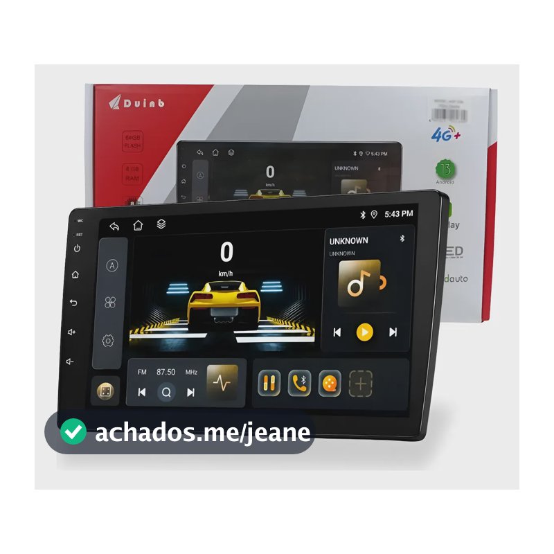 Central Multimidia 9pol 4gb 64gb Octa Carplay Android Auto Preto