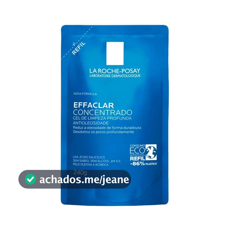 Gel de Limpeza Facial Refil para Pele Oleosa e Acneica com Ácido Salicílico, LHA e Zinco de Limpeza Profunda e Controle Duradouro da Oleosidade Effaclar La Roche-Posay 240g