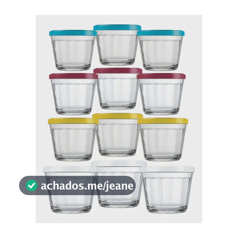 Kit 12 Tigelas De Vidro Potes Americano Congelar Tampa 150ml