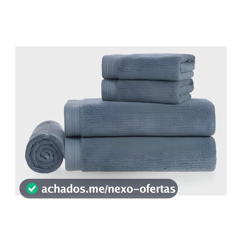 Jogo De Banho 5 Pçs 100% Algodão Fio Penteado Softmax Unika 450g/m² Imperial Azul Sereno Karsten