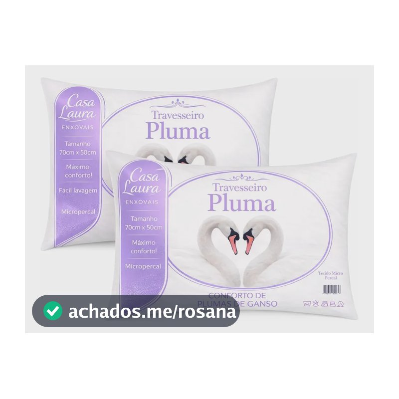 Kit 02 Travesseiro Antialérgico Pluma De Ganso 70cm X 50cm Cor Branco