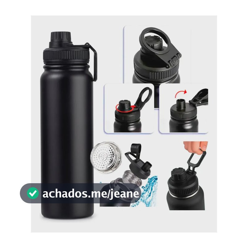 Garrafa Térmica de 800 mL com Dupla Parede de Inox e Alça
