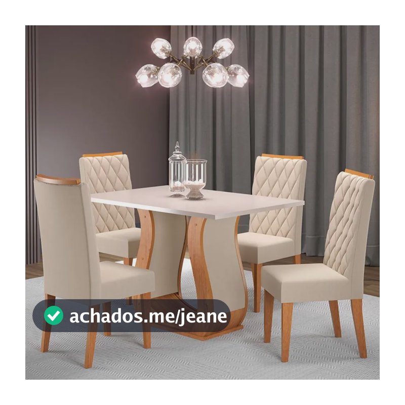 Mesa De Jantar 4 Lugares Los Angeles Mel/blonde/nude - Bege Marrom Moderno
