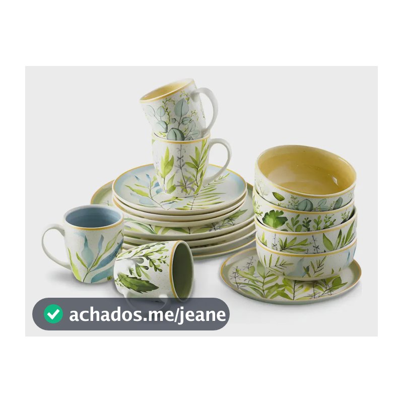 Aparelho De Jantar Siena Conjunto 16 Peças Cerâmica - Dolce Verde