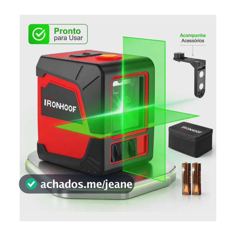 Nivel Laser Verde 2 Linhas Autonivelamento 20m 2 Bateria