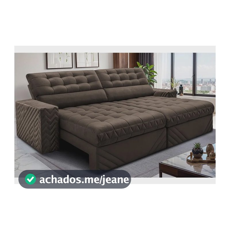 Sofá Retrátil E Reclinável 2,70m Molas Ensacadas Max Spring Café Liso