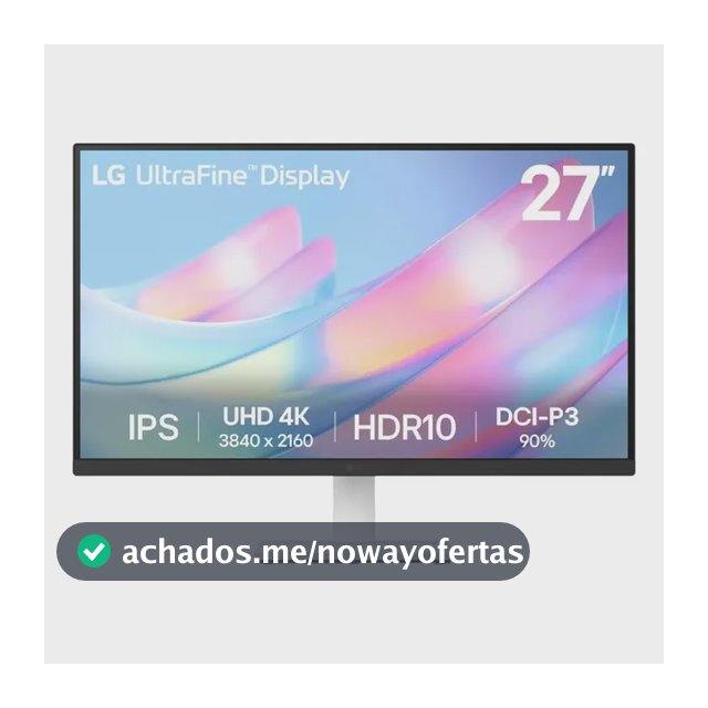 Monitor LG UltraFine - Tela IPS UHD 4K 27", HDR10, DCI-P3 90% , Dynamic Action Sync, Branco– 27US500