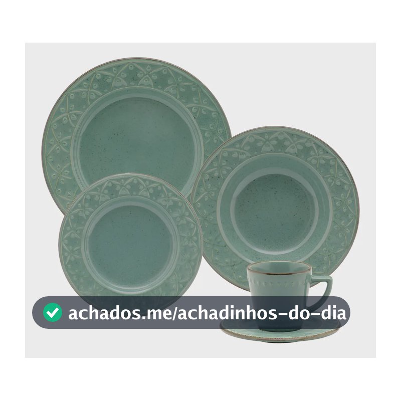 Aparelho De Jantar E Chá 20 Peças Oxford Mendi Malaquita Verde