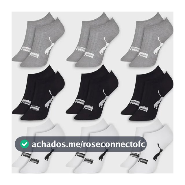 Kit 9 Pares Meias Puma Sapatilha Soquete Invisível Original