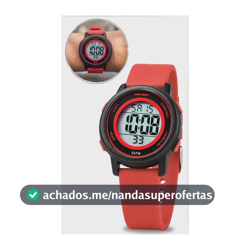 Relógio Mormaii De Criança Digital Unissex Prova D'água 50m Vermelho Preto Display Positivo