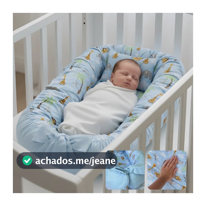 Ninho Redutor Para Bebê Recém-nascido Maternidade Super Macia Conforto E Proteção - Safari Azul Claro