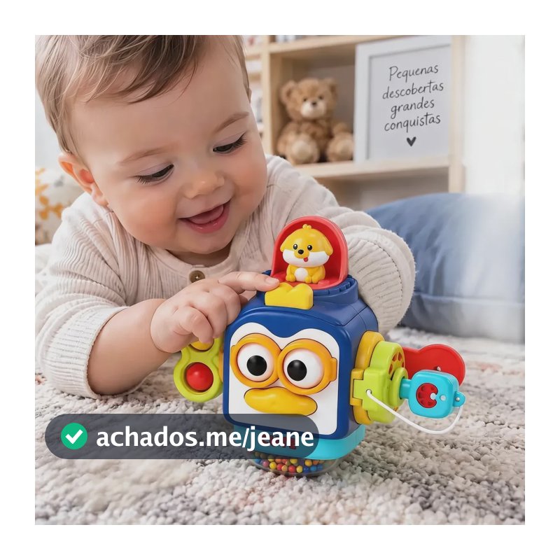 Brinquedo Cubo Sensorial Atividade Motora Educativa Bebê Azul-escuro