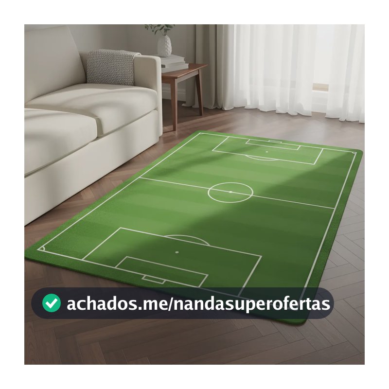 Tapete Infantil Campo Futebol Quarto Bebê Bola Jogador Jogo 1.18 M 70 Cm