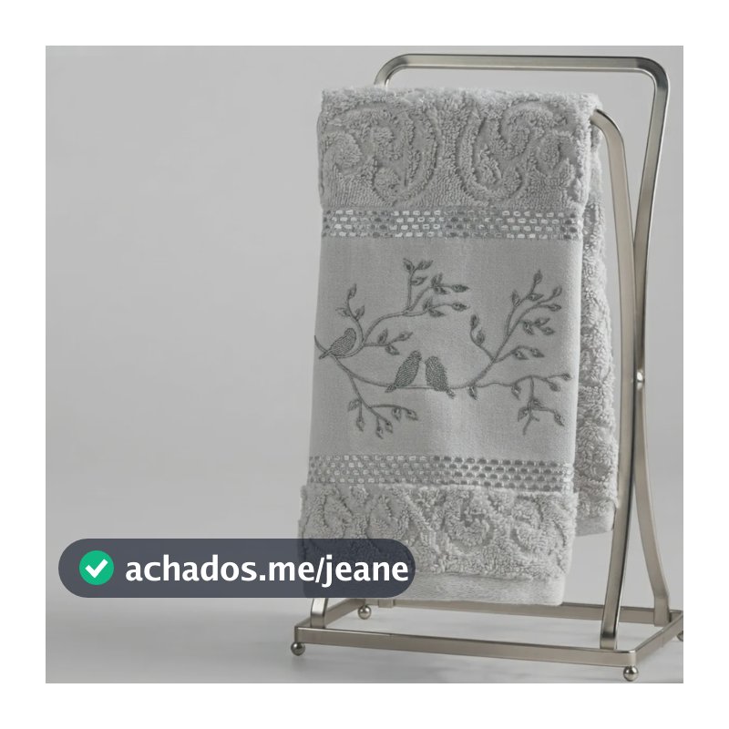 Kit 2 Toalhas De Lavabo Bordada Karsten Visita 100% Algodão Cinza Pássaro