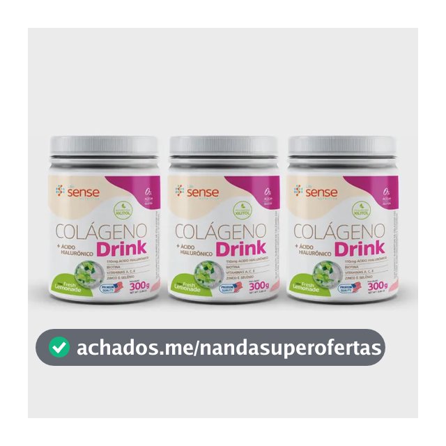 3x Colágeno Hidrolisado Drink + Ácido Hialurônico 300g Pó
