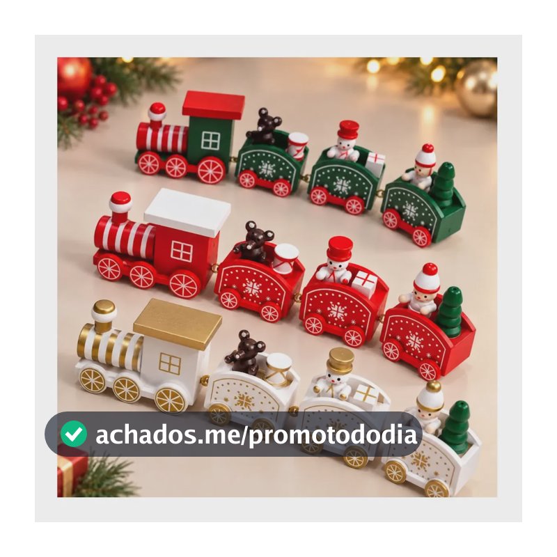 Trem De Natal Enfeite Trenzinho Vila Natalina Mdf Festa Vermelho