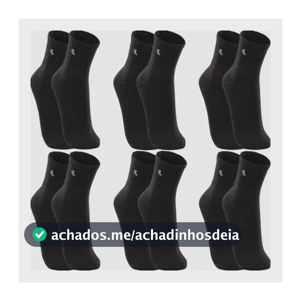 Kit 6 Pares Lupo Cano Médio Original Esportiva Academia Preto G