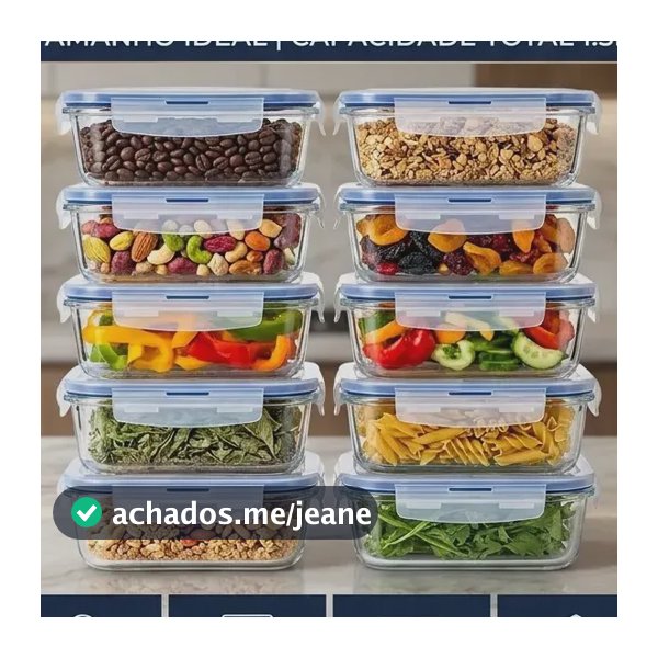 Conjunto 10 Potes 640ml Vidro Hermético 4 Travas Marmita Universo Mix