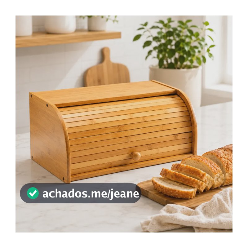 Porta Pão Bambu Grande Tampa Retrátil Cozinha Organizada Bambu Porta Pao Bambu