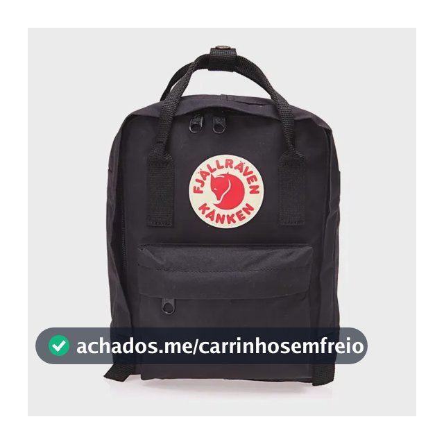 Mochila Kånken Mini Vinylon F Volume 7 Litros Fjällräven Cor Black Desenho do tecido Lisa